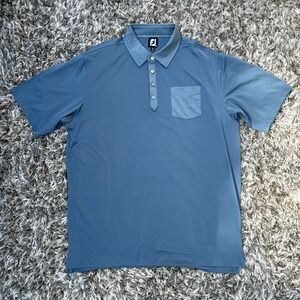 FootJoy Polo Shirt Men XL Blue Golf Polo Short Sleeve FJ Stretch Pocket